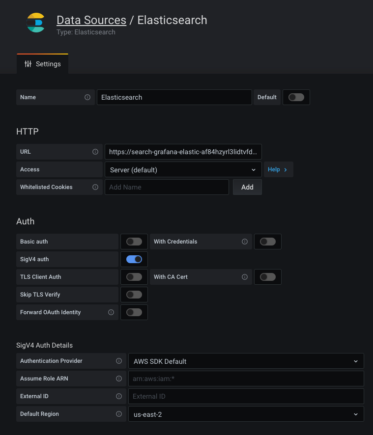 SigV4 configuration for AWS Elasticsearch Service SigV4 configuration for AWS Elasticsearch Service